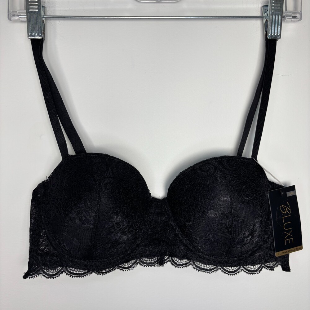 B.LUXE NEW 5Way Convertible Bra Women 34C Black Lace Adjustable Underwire Padded